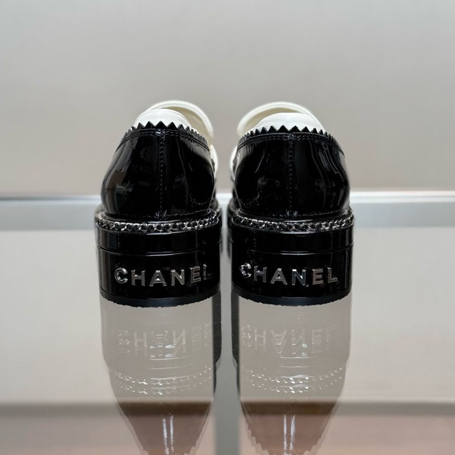 CHANEL香奈兒 圓頭漆皮拼色樂福鞋 35.5碼-3