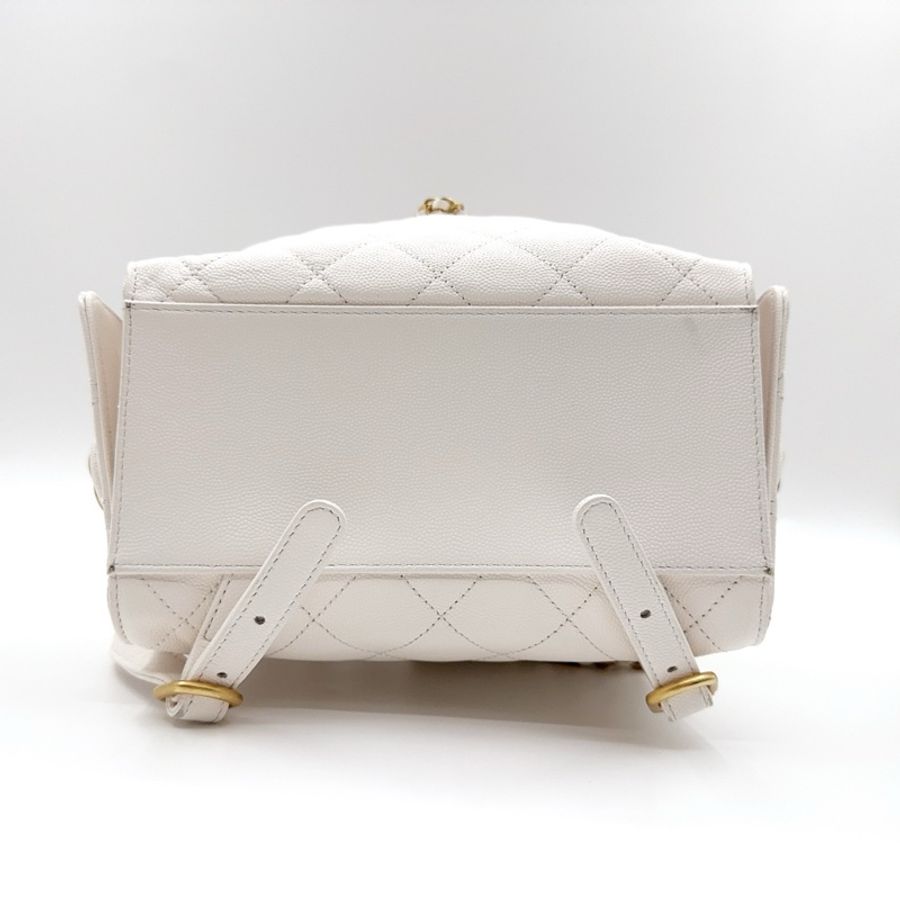 Chanel 香奈兒 白色25bag雙肩包書包 芯片款 金扣 99新❤️正品-4
