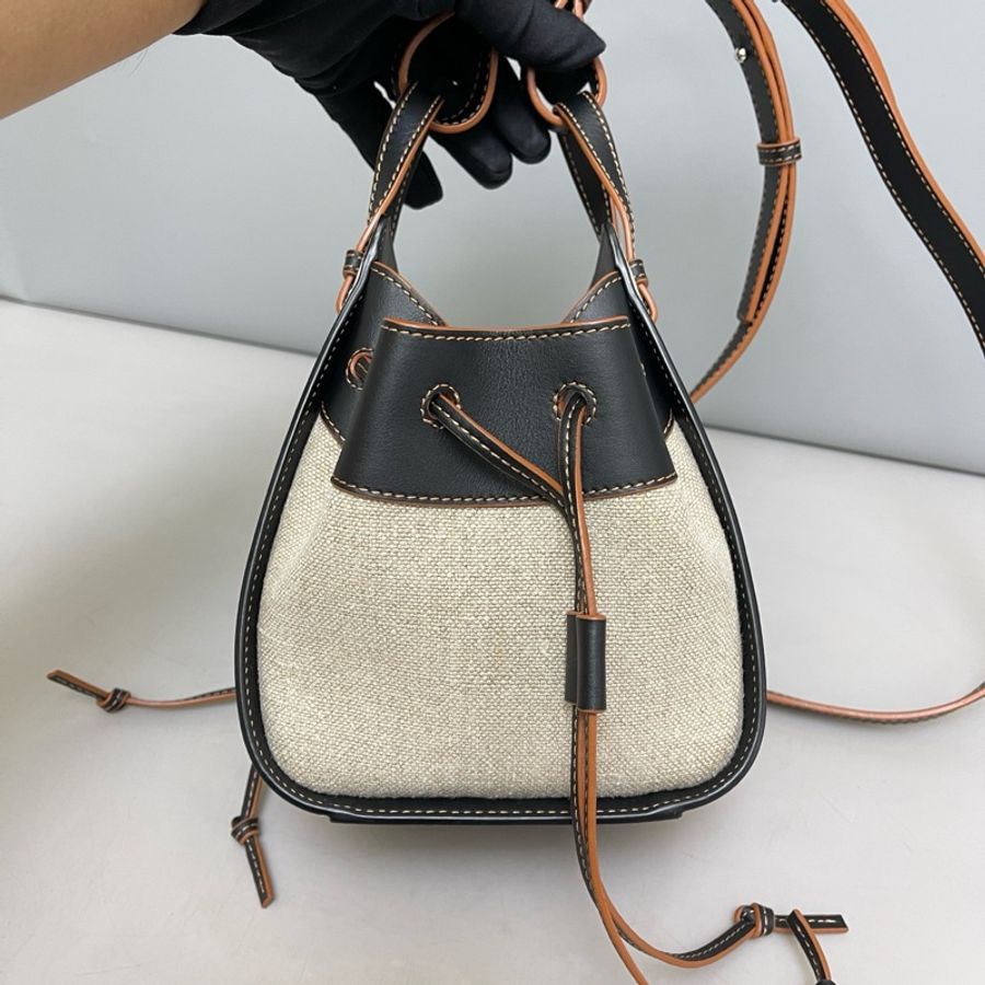 🌷甜價出售!Loewe 羅意威 Hammock 帆布拼皮 拼色吊床包 迷你mini-3