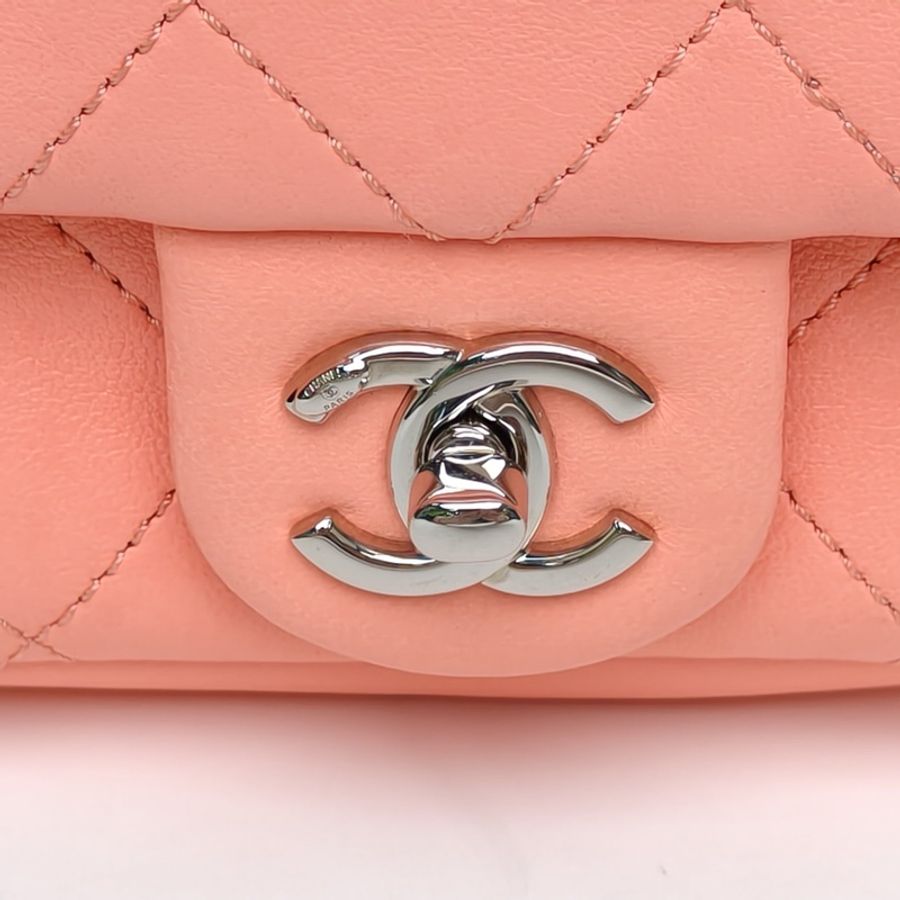 CHANEL 彩色網布銀扣19s子母網兜包肩背包-4