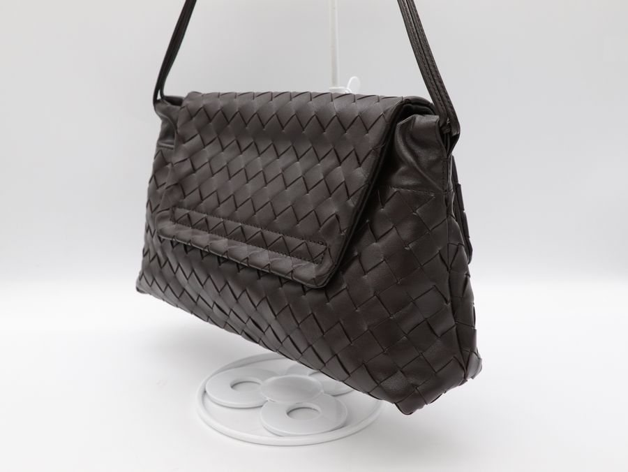 Bottega Veneta 寶緹嘉 深咖啡色 編織 肩背包 Giorno Intrecciato leather shoulder bag-9