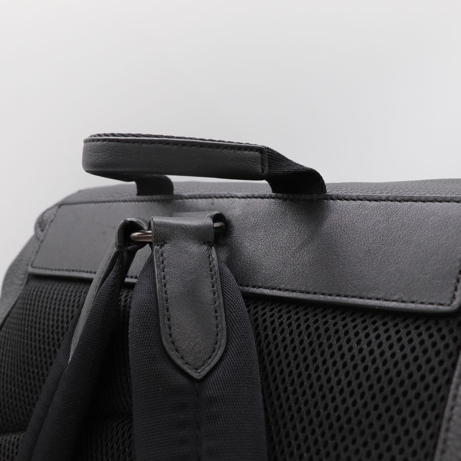Coach 蔻馳 男士經典 黑色皮革 翻蓋 Hitch 後背包 透氣網布-8
