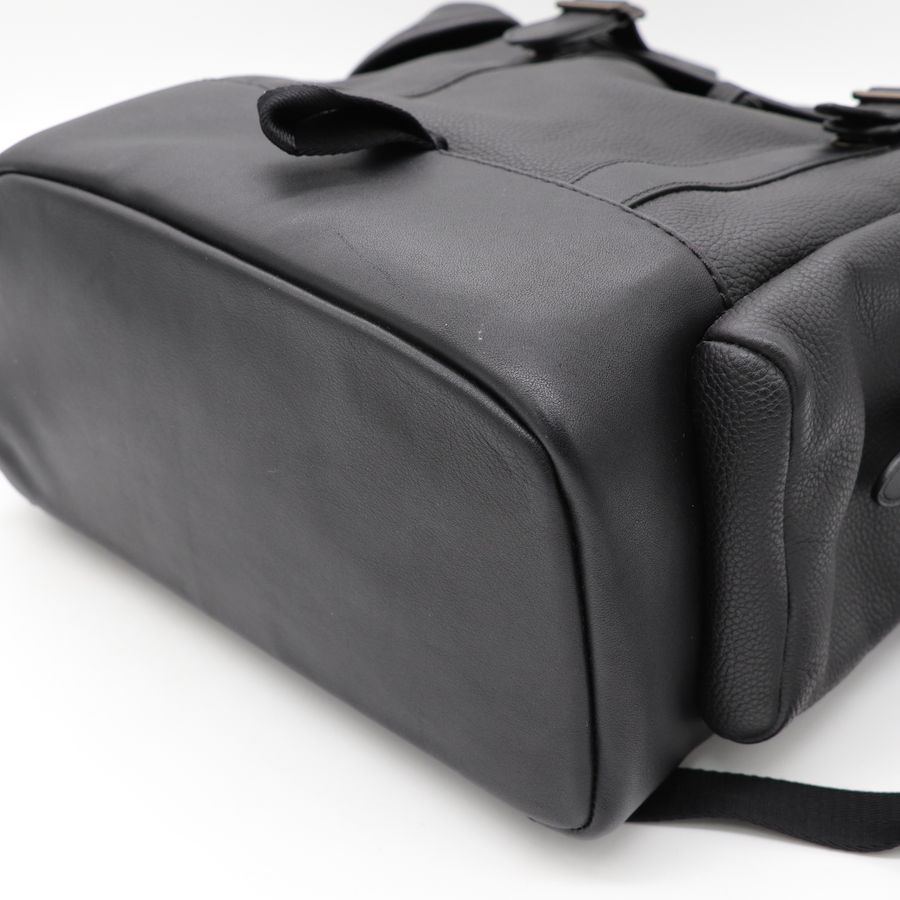 Coach 蔻馳 男士經典 黑色皮革 翻蓋 Hitch 後背包 透氣網布-11