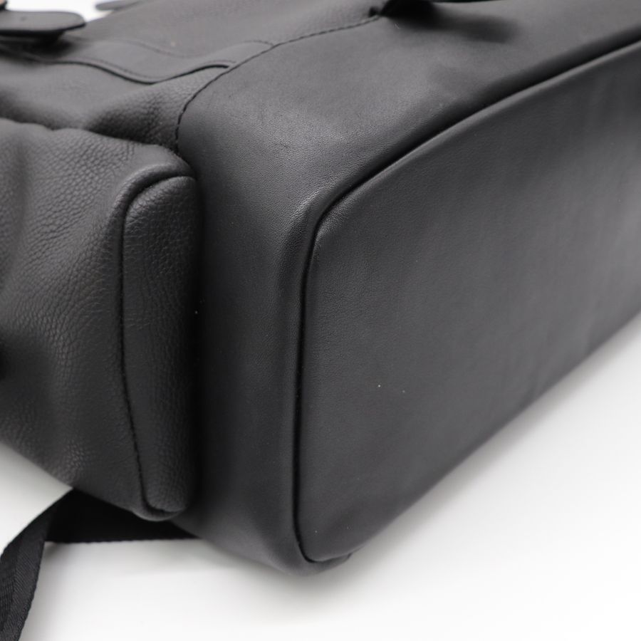Coach 蔻馳 男士經典 黑色皮革 翻蓋 Hitch 後背包 透氣網布-12