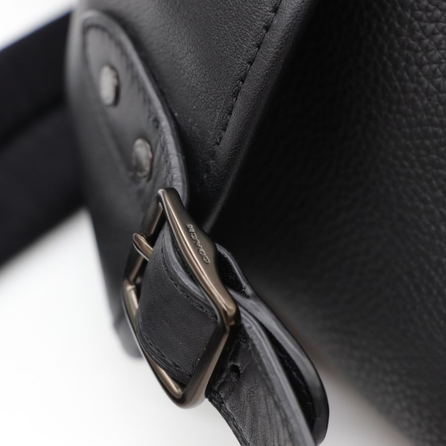 Coach 蔻馳 男士經典 黑色皮革 翻蓋 Hitch 後背包 透氣網布-20