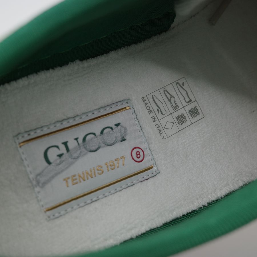 (未使用♥️閒置品)Gucci古馳Tennis 1977 GG 米色 帆布綠紅織帶運動鞋-6