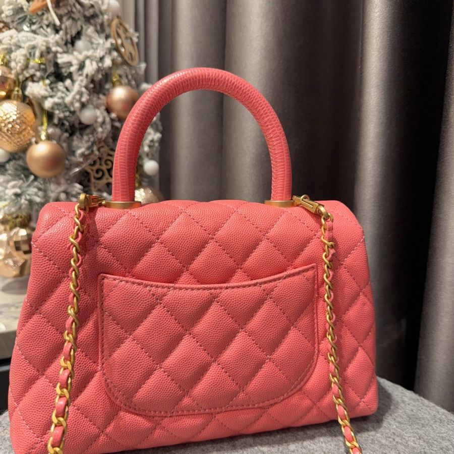 Chanel coco handle 24cm 粉色 荔枝牛皮 95新-26