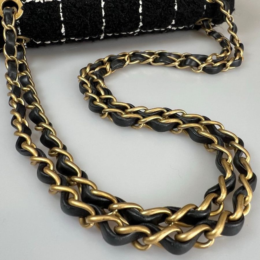 CHANEL CF季節款毛呢格紋側肩包 AS4459/晶片款-13