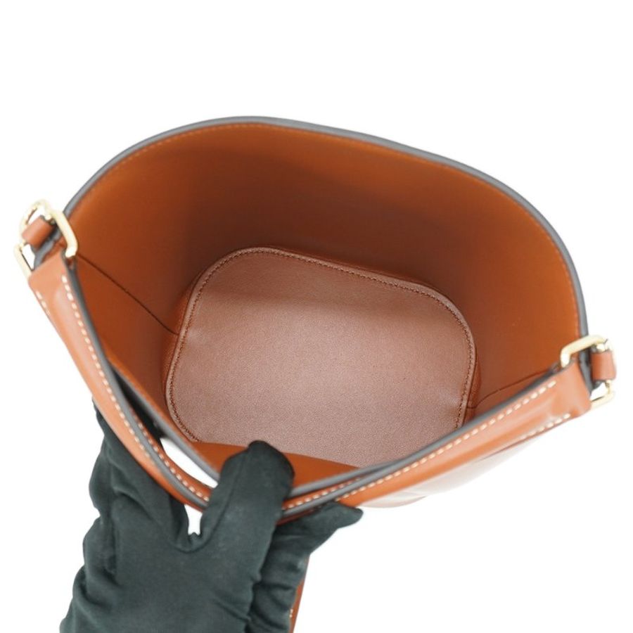 Celine 展示品 Louise 牛皮金釦凱旋門兩用水桶包-小(棕)-6