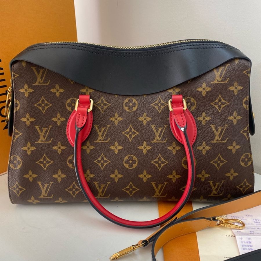 LV/路易威登 Tuileries老花拼皮單肩手提包 18年編碼 有芯片-0