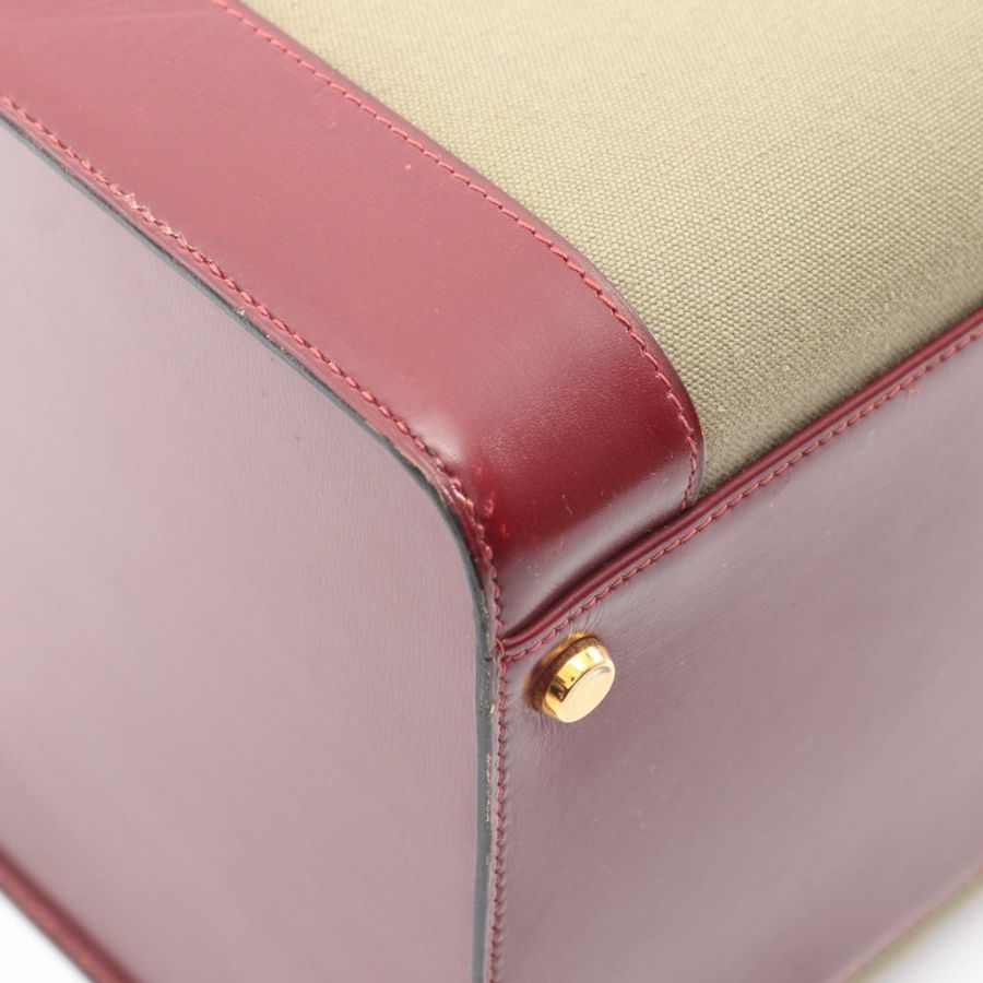 HERMES Cosmos 單肩包 Toile 官帆布皮革 米色 Rouge H 二手 GHW-5