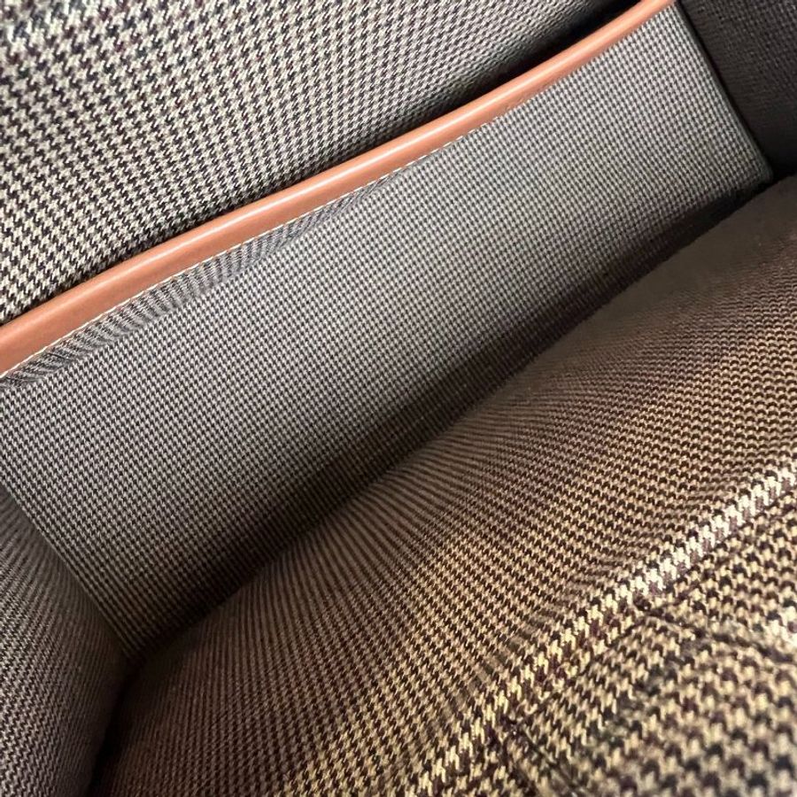 CELINE 綠色千鳥格帆布凱旋門托特包-5