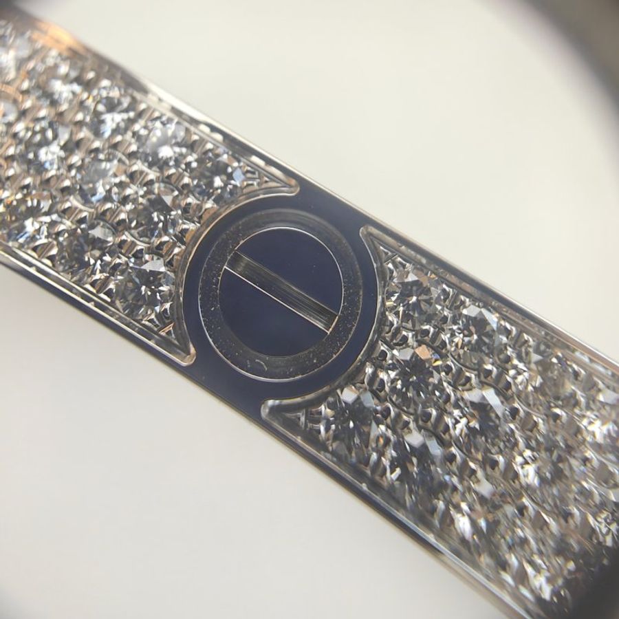 【新款🏵到貨】 Cartier 卡地亞 Love 18K白金 (新款) 寬版滿天星鑽石手環 Size 16 Bracelet-4