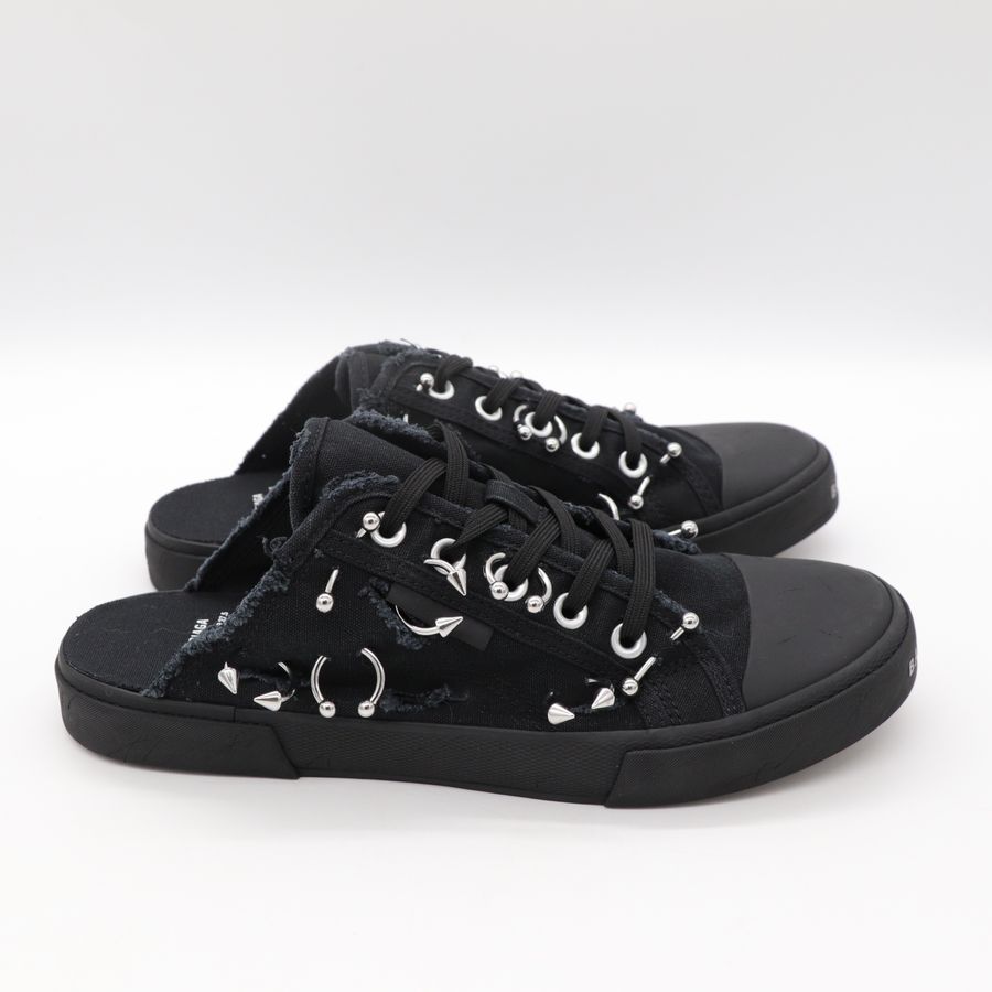 帥氣🕶 (未使用♥️閒置品) Balenciaga巴黎世家 黑色 鉚釘鉤環 帆布 拖鞋 EU42-4