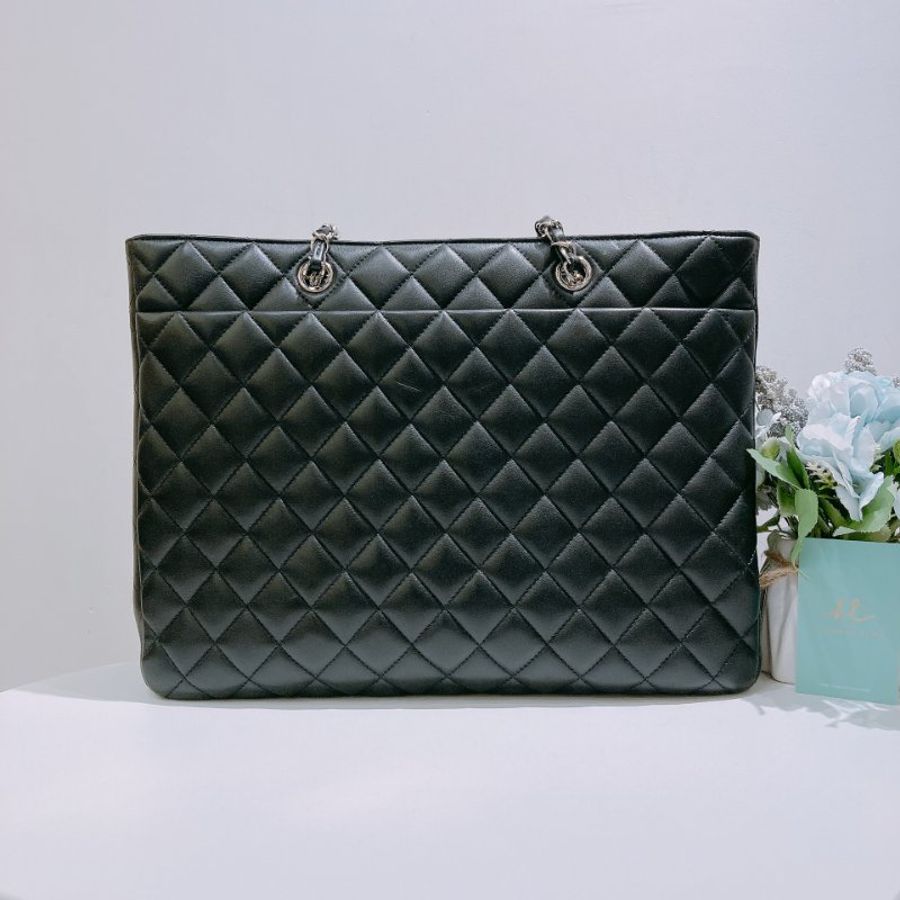 TW4877 Chanel 香奈兒 新版GST托特包 小牛皮 黑銀A91046 GST Tote Bag Calfskin Black x PHW-1
