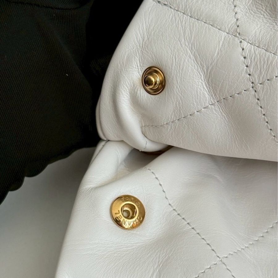 98新🆕 Chanel 香奈兒 22 bag 中號 白色金釦-6