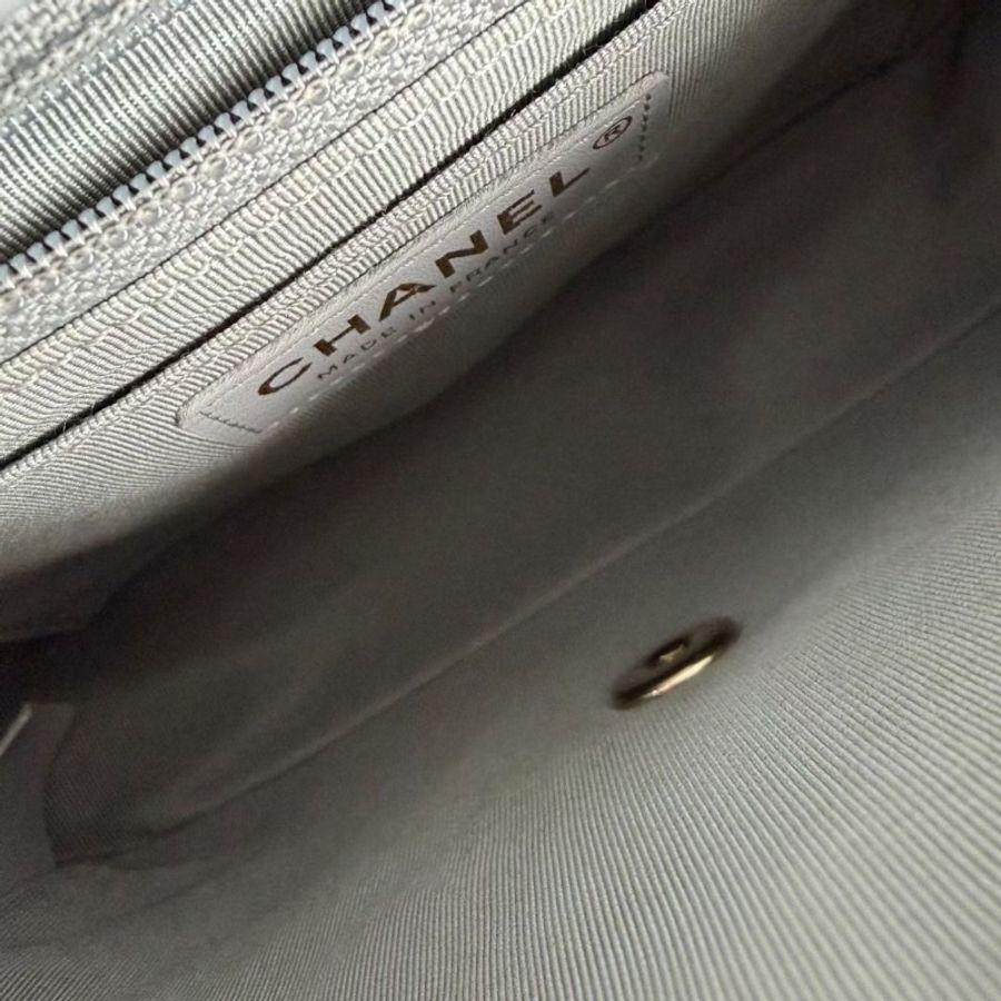 Chanel 荷葉邊包 灰色金扣 灰金 羊皮20*15*6 9新 配件塵袋保卡-8