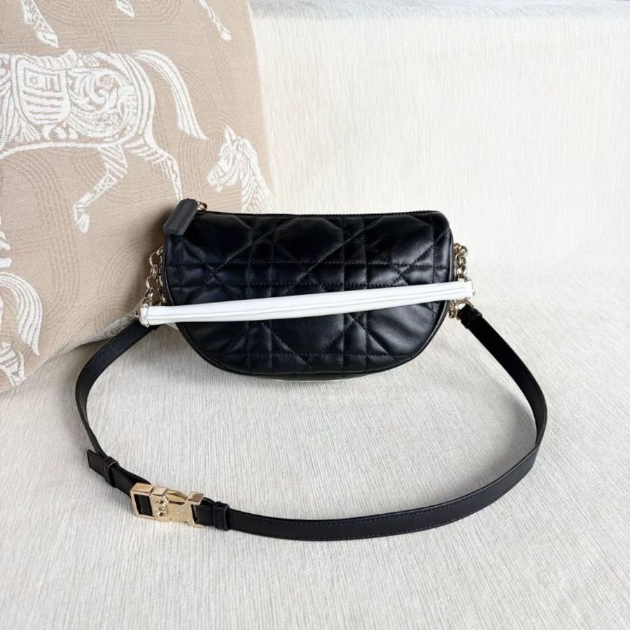 Dior vibe系列斜背包 羊皮 黑色藤格紋 17*15*6 9新 配件肩帶 塵袋-2
