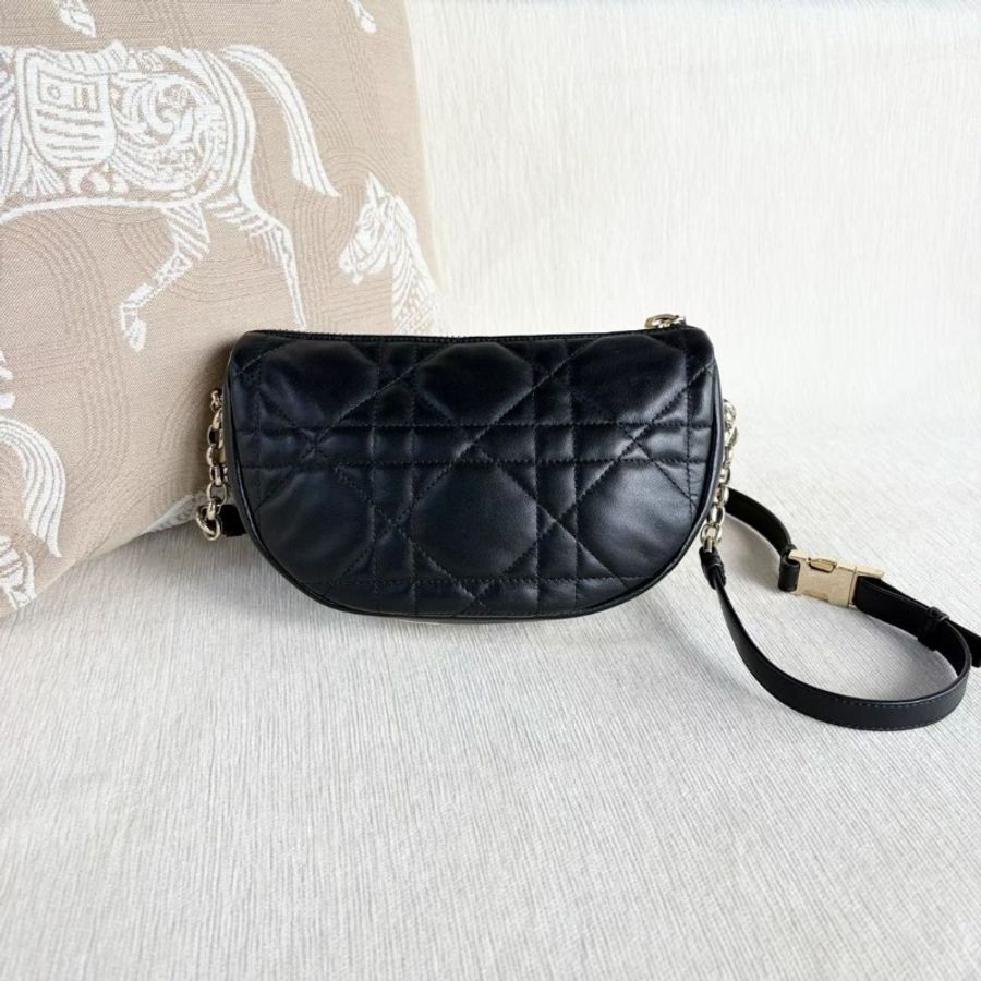 Dior vibe系列斜背包 羊皮 黑色藤格紋 17*15*6 9新 配件肩帶 塵袋-3