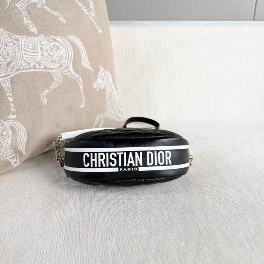 Dior vibe系列斜背包 羊皮 黑色藤格紋 17*15*6 9新 配件肩帶 塵袋-5
