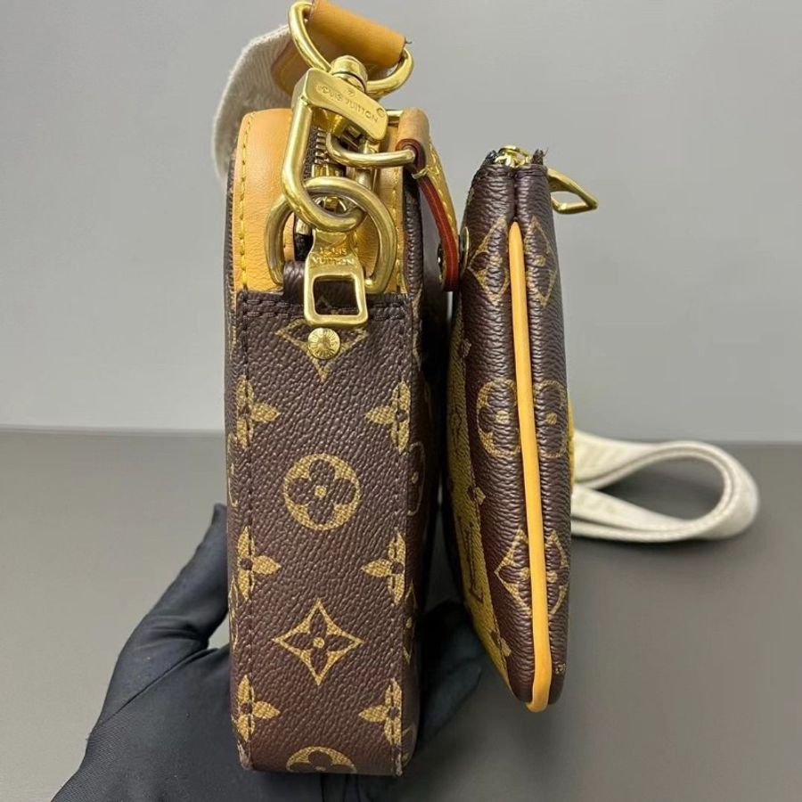 LV Nigo三合一芯片款 Trio經典 老花竪條紋棕色老花滿印肩背斜背包25*18.5*4.5cm 9新 配件肩帶 子袋 零錢袋 塵袋-7