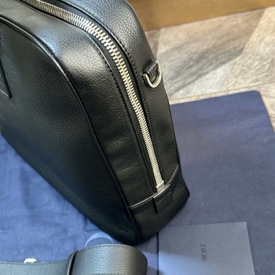 全新 Dior 迪奧 經典款字母logo 厚牛皮公文包 手提單肩斜挎包-4
