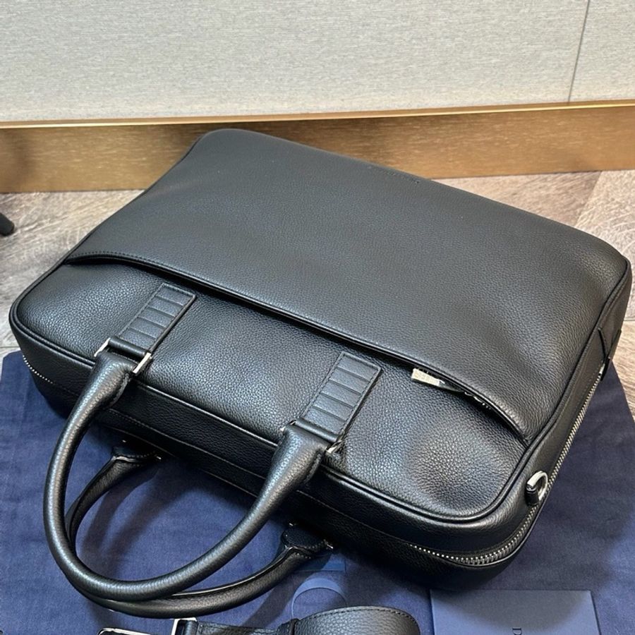 全新 Dior 迪奧 經典款字母logo 厚牛皮公文包 手提單肩斜挎包-8