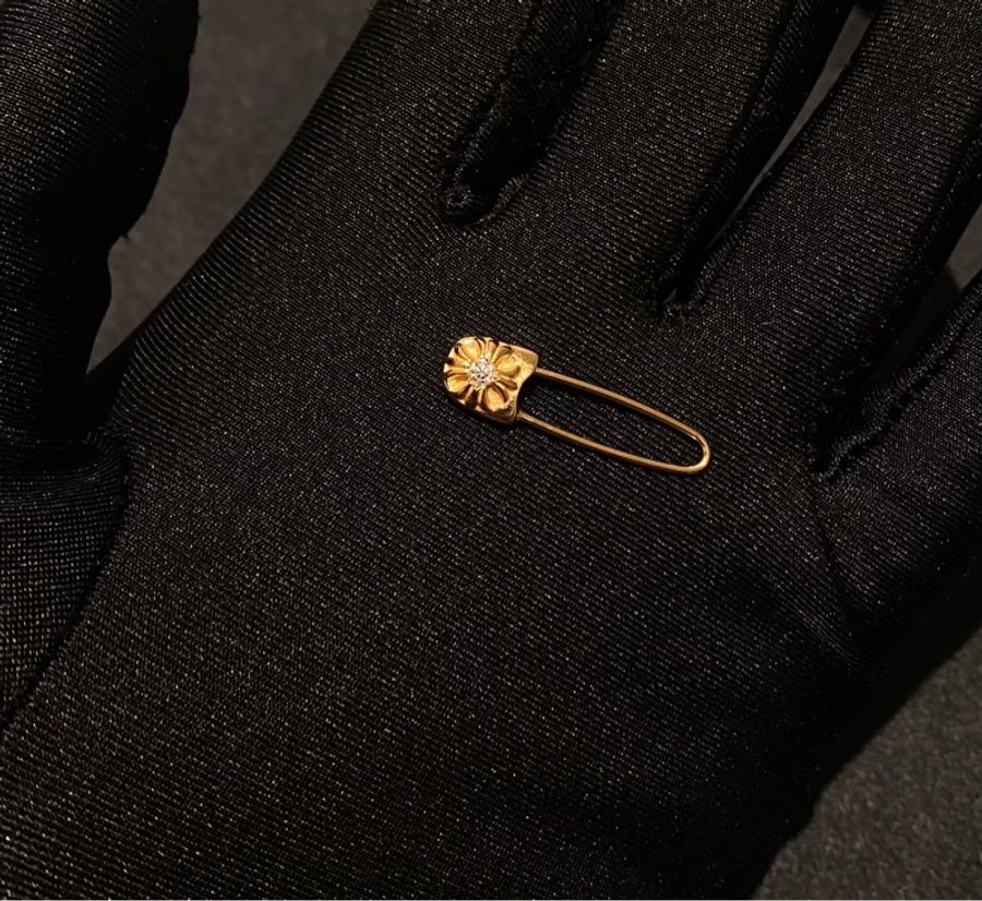 Chrome hearts 22K 白鑽迴紋針-4
