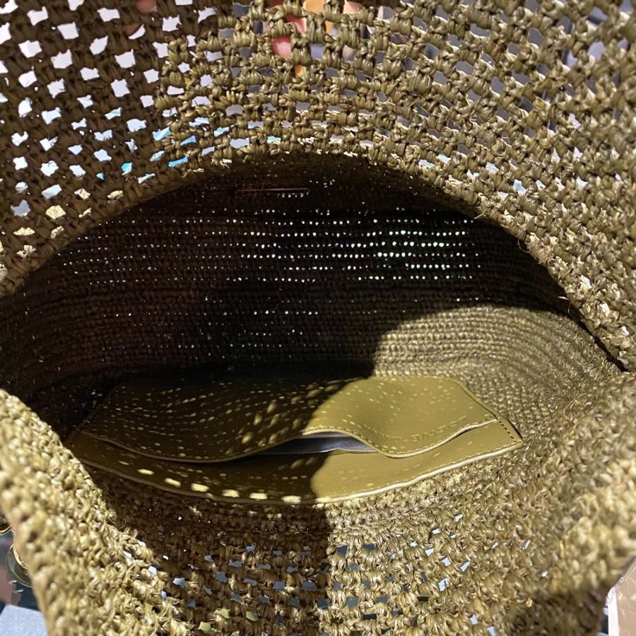 LOEWE x Paula's Ibiza 限量系列 Ola 中款酒椰纖維波浪鏈條包(限定酪梨綠)-11