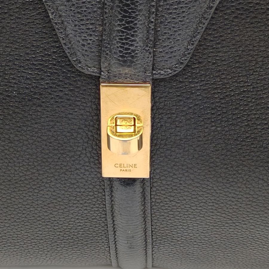 CELINE 黑色牛皮Soft16中號32手提斜跨包-4