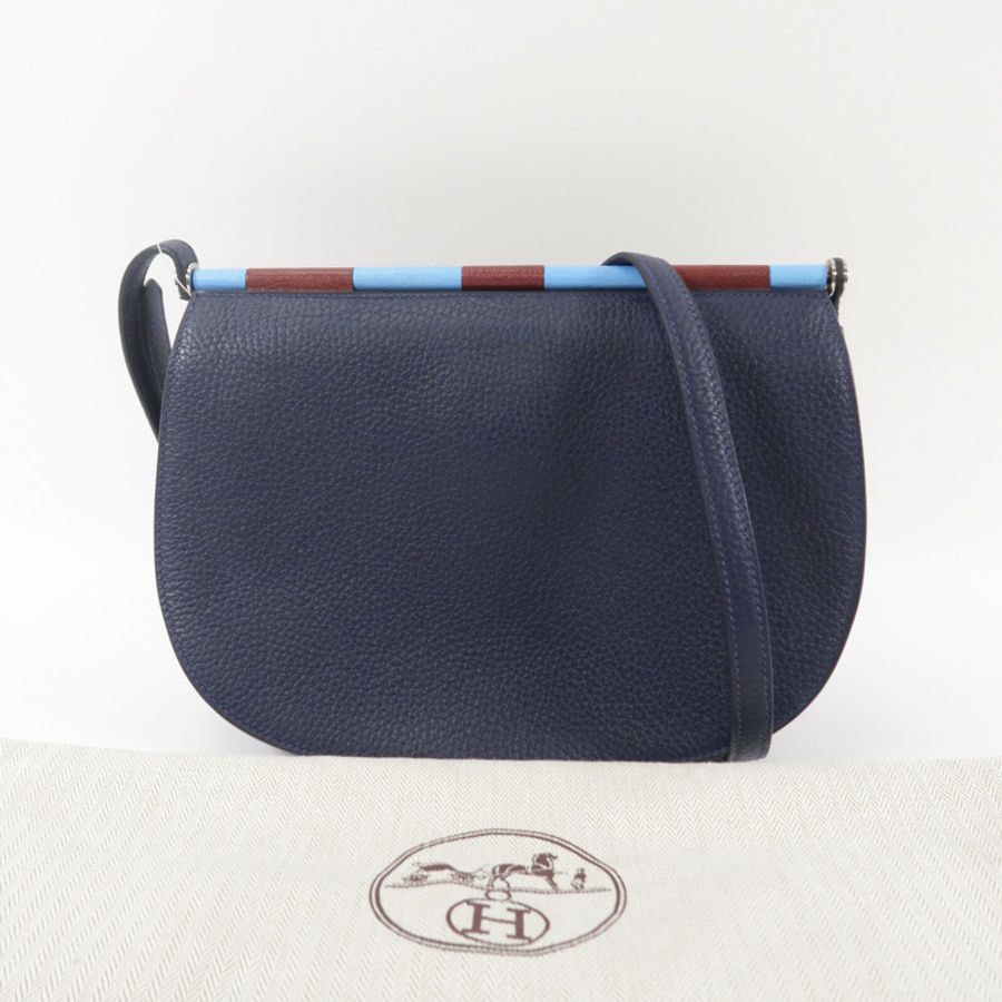 HERMES Clemence皮革Sac Saut 25肩背袋Bleu Nuit-9