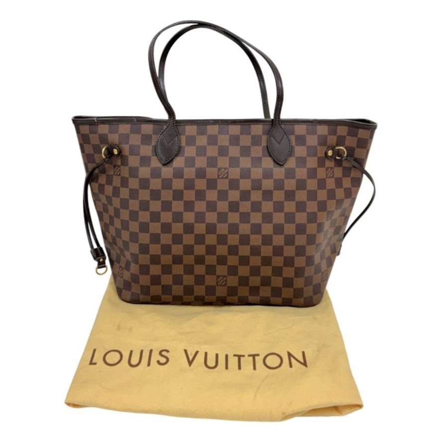 棕色 棋盤格 帆布 Neverfull MM 肩背包【LOUIS VUITTON LV 路易威登】 N41358-6