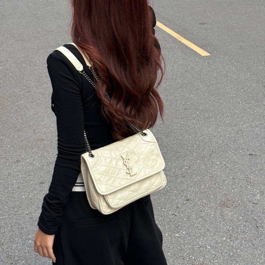 （極新🎁） YSL Niki Baby 米白色 肩背+斜背包【專櫃96,850】-24
