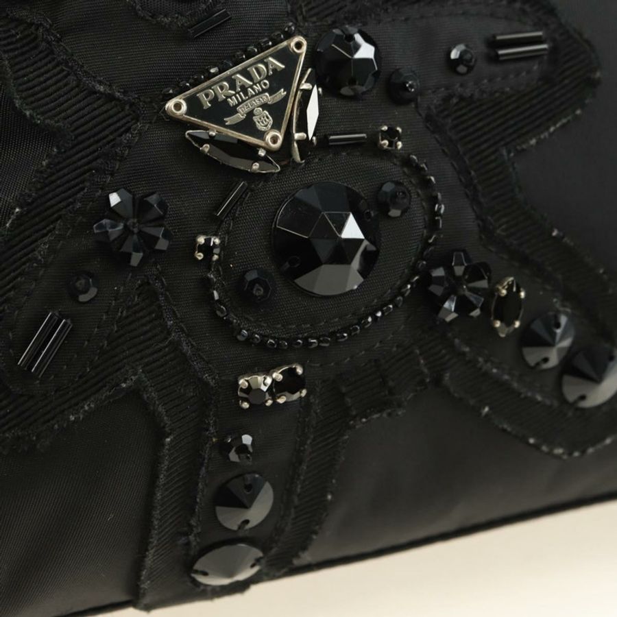 【日本直送】PRADA 尼龍手提包 黑色 銀色 正品 ki6652SM-18