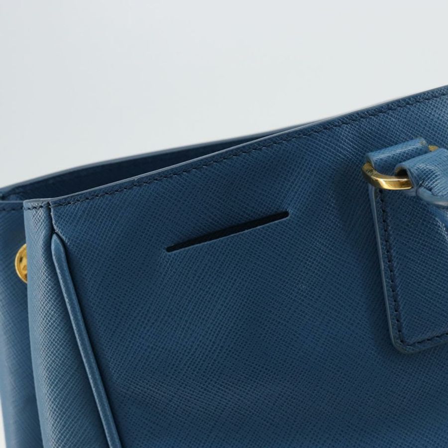 【日本直送】PRADA Galleria 手提包 Safiano 皮革 藍色 金色 正品 182011V-8