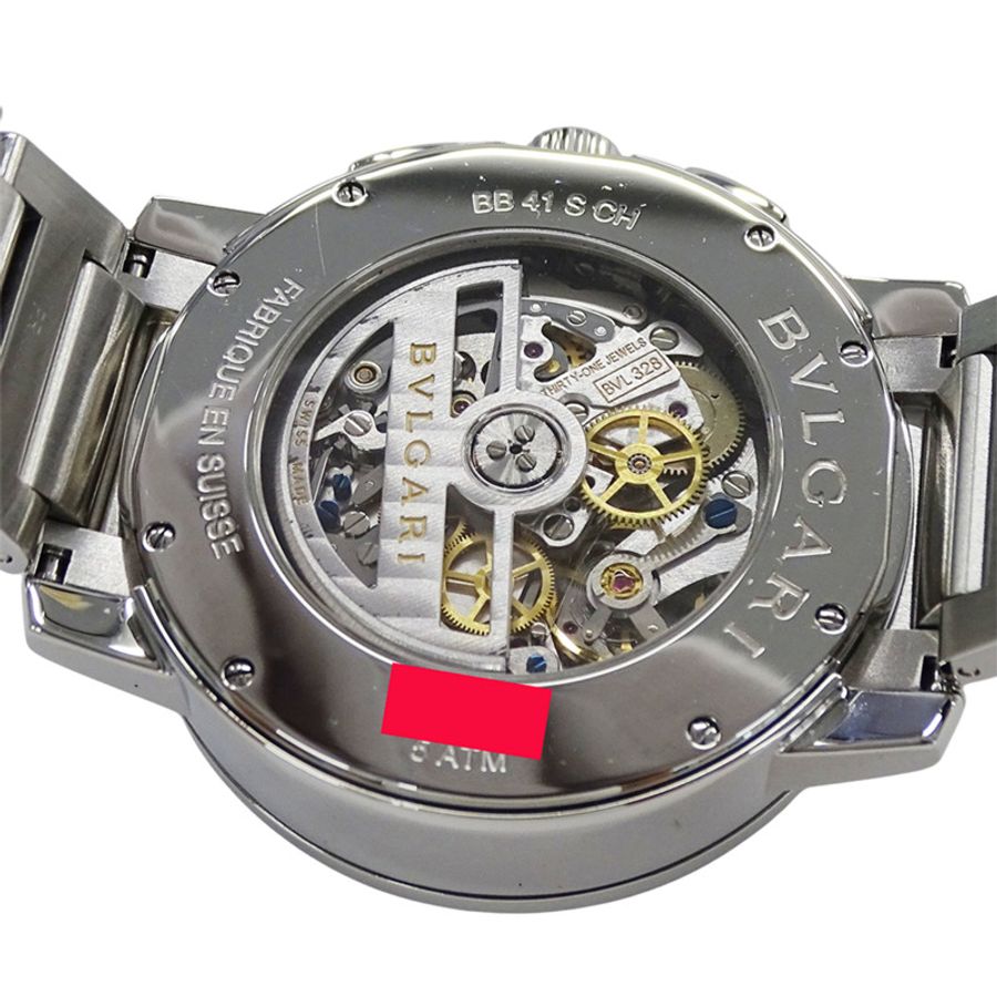 寶格麗 (Bulgari) 男士腕錶,品牌:計時自動上鍊 AT 不鏽鋼 SS BB41SCH 銀色/黑色-6