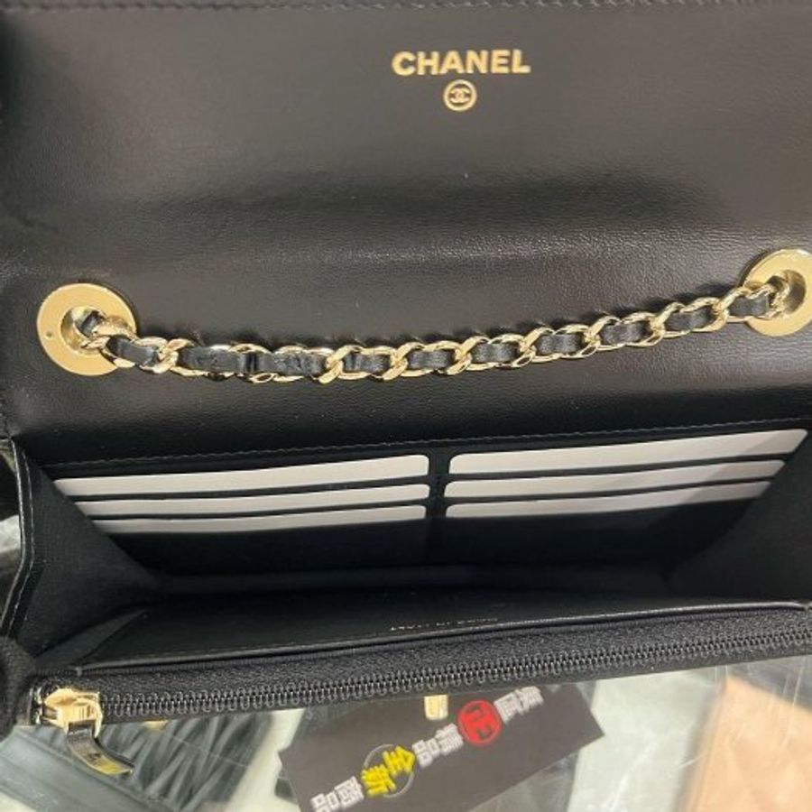 東區正精品㊣CHANEL TRENDY CC WOC A80982 全新黑色羊皮金鍊肩背包晚宴包斜背包 RZ6452-3