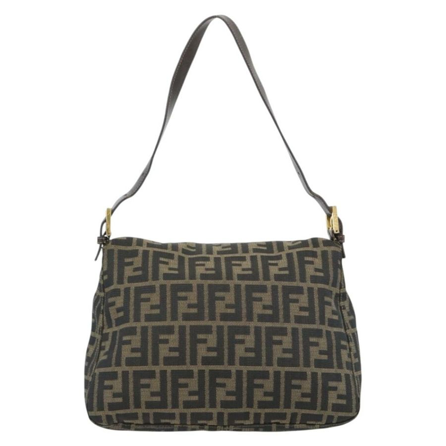 【日本直送】FENDI Zucca 帆布 Mamma Baguette 單肩包黑棕色正品 181871M-1