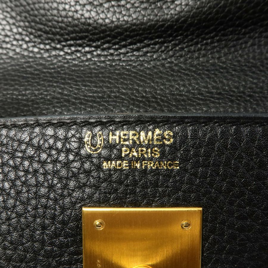 HERMES Togo皮革Kelly 32(Name mark)手挽肩背兩用袋Noir/Rose Sakura-5
