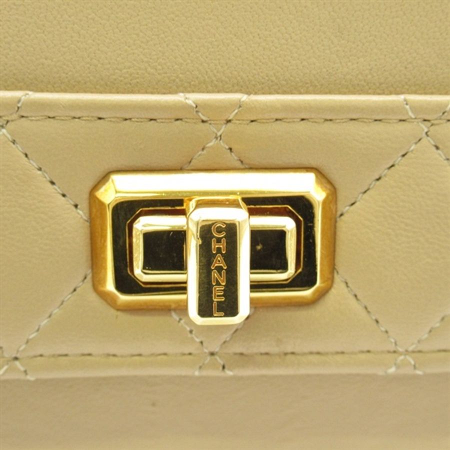 CHANEL Vintage 杏色菱格羊皮肩背包-3
