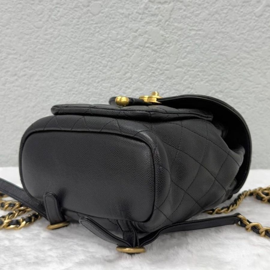 99新 Chanel 香奈兒 24A 黑金 荔枝皮 雙肩包 芯片款 尺寸:21×19cm -6