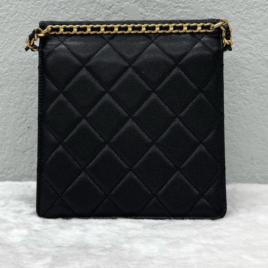 99新 Chanel 香奈兒 23A 黑金 菱格紋 斜挎包 芯片款 尺寸:20×21cm -1