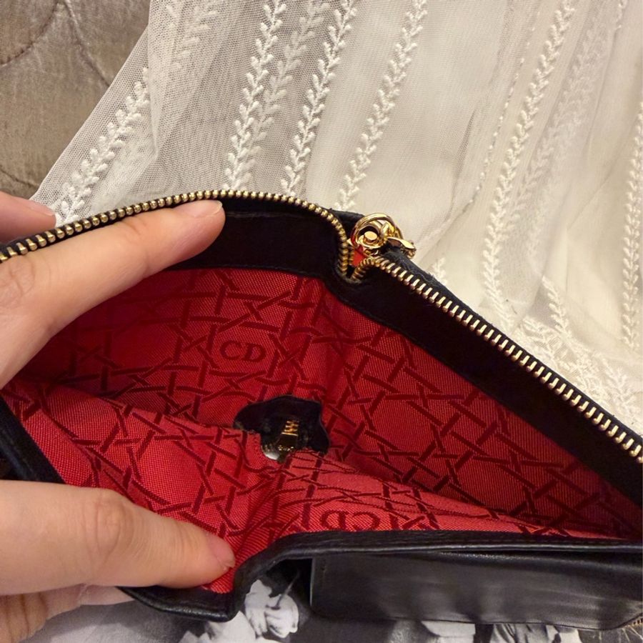 迪奧 黑色 黑色皮革 黑色皮革 經典款 長夾 錢包 金扣 手袋 短夾 側斜包 孭背包 單肩包 包包 鏈條錢包 廢包 肩背 手提包 側背包 斜挎包 斜背包 中古包 經典款 lady dior black leather short wallet black bag-24