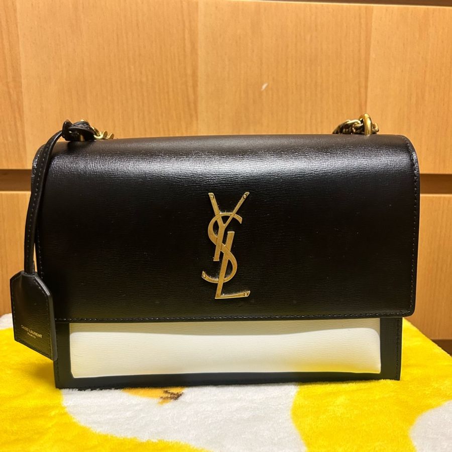 YSL Saint Laurent Sunset 中號翻蓋包 罕有黑白色-5