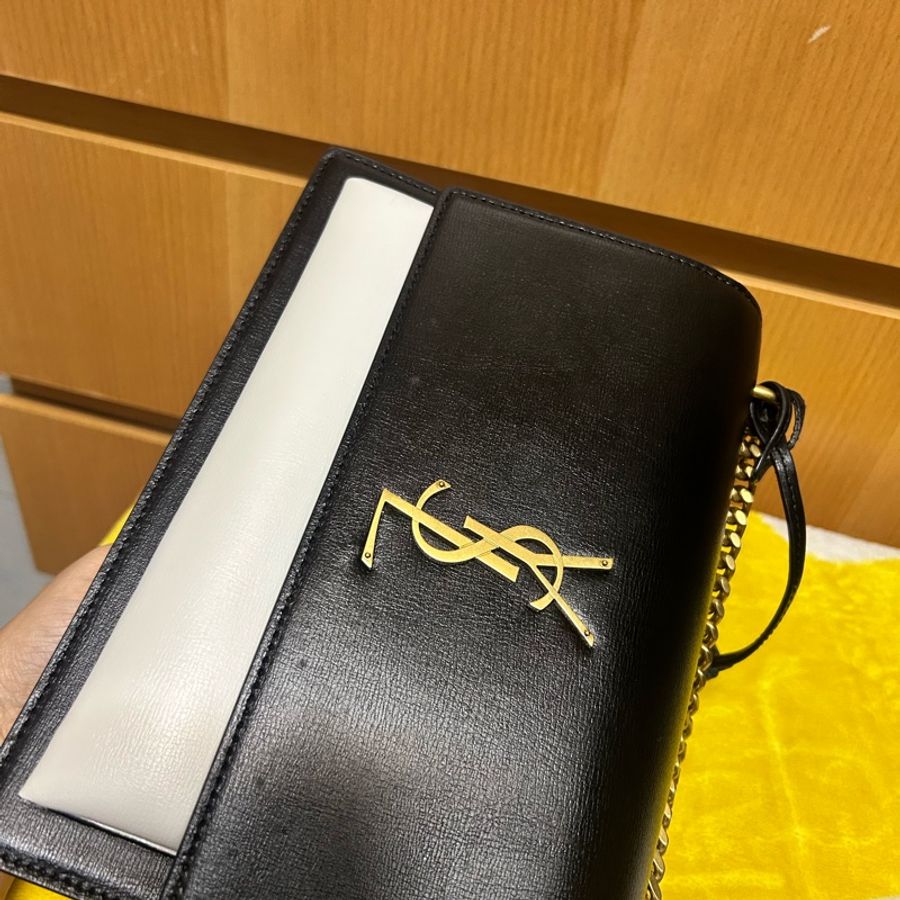 YSL Saint Laurent Sunset 中號翻蓋包 罕有黑白色-18