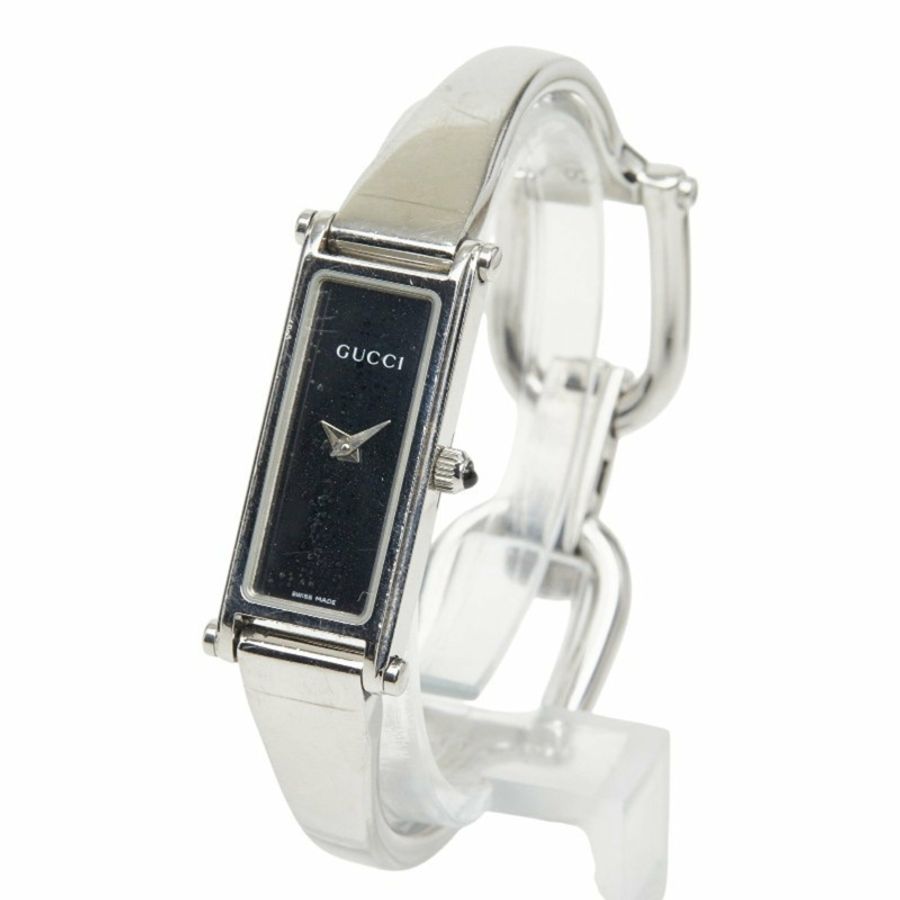 Gucci 女士石英手鐲腕錶 1500L 黑色錶盤 不鏽鋼錶殼-1