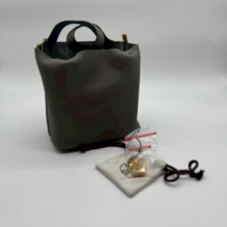 HERMES PICOTIN 18cm 積雨雲灰色全皮金釦水桶袋手提包小菜籃包 XH1319 18 W刻-1