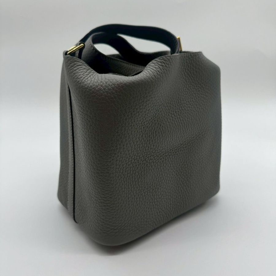 HERMES PICOTIN 18cm 積雨雲灰色全皮金釦水桶袋手提包小菜籃包 XH1319 18 W刻-2