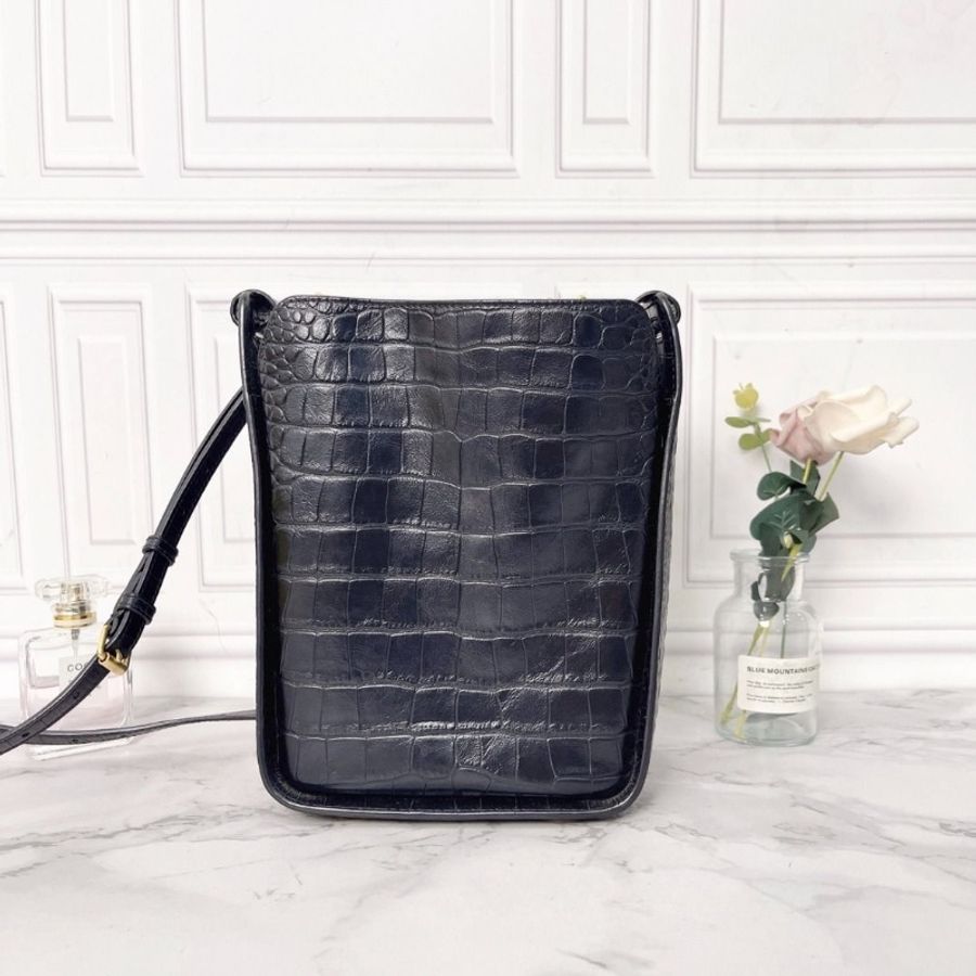 Balenciaga 黑色鱷魚皮壓紋 tool tote 水桶包 17*9*23 9新 配件塵袋 肩帶 子母袋-2