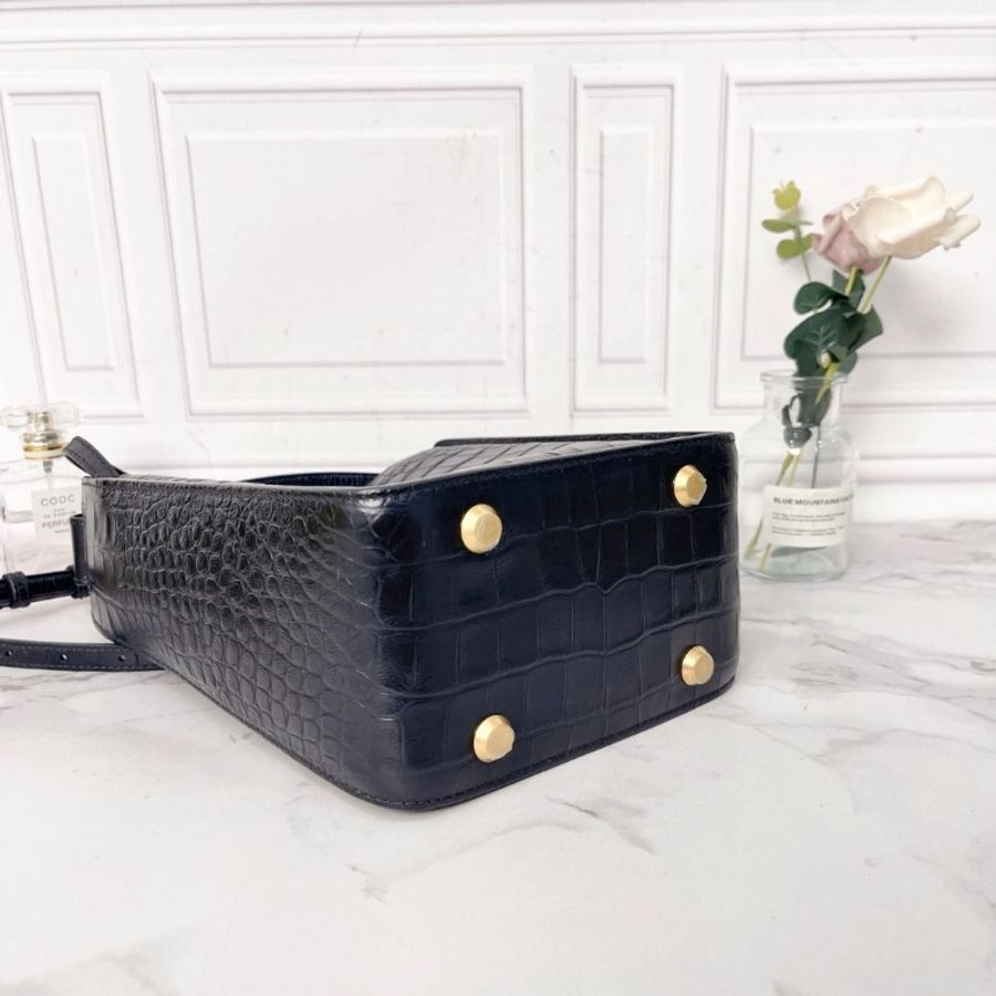 Balenciaga 黑色鱷魚皮壓紋 tool tote 水桶包 17*9*23 9新 配件塵袋 肩帶 子母袋-4